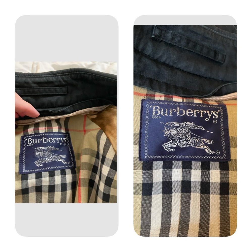 Burberry Vintage Trench Coat Black Authentic Nova Check Double Breasted 14 XLong - Picture 10 of 16
